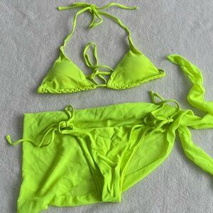 SHEIN Neon yellow Bikini Set with coverup